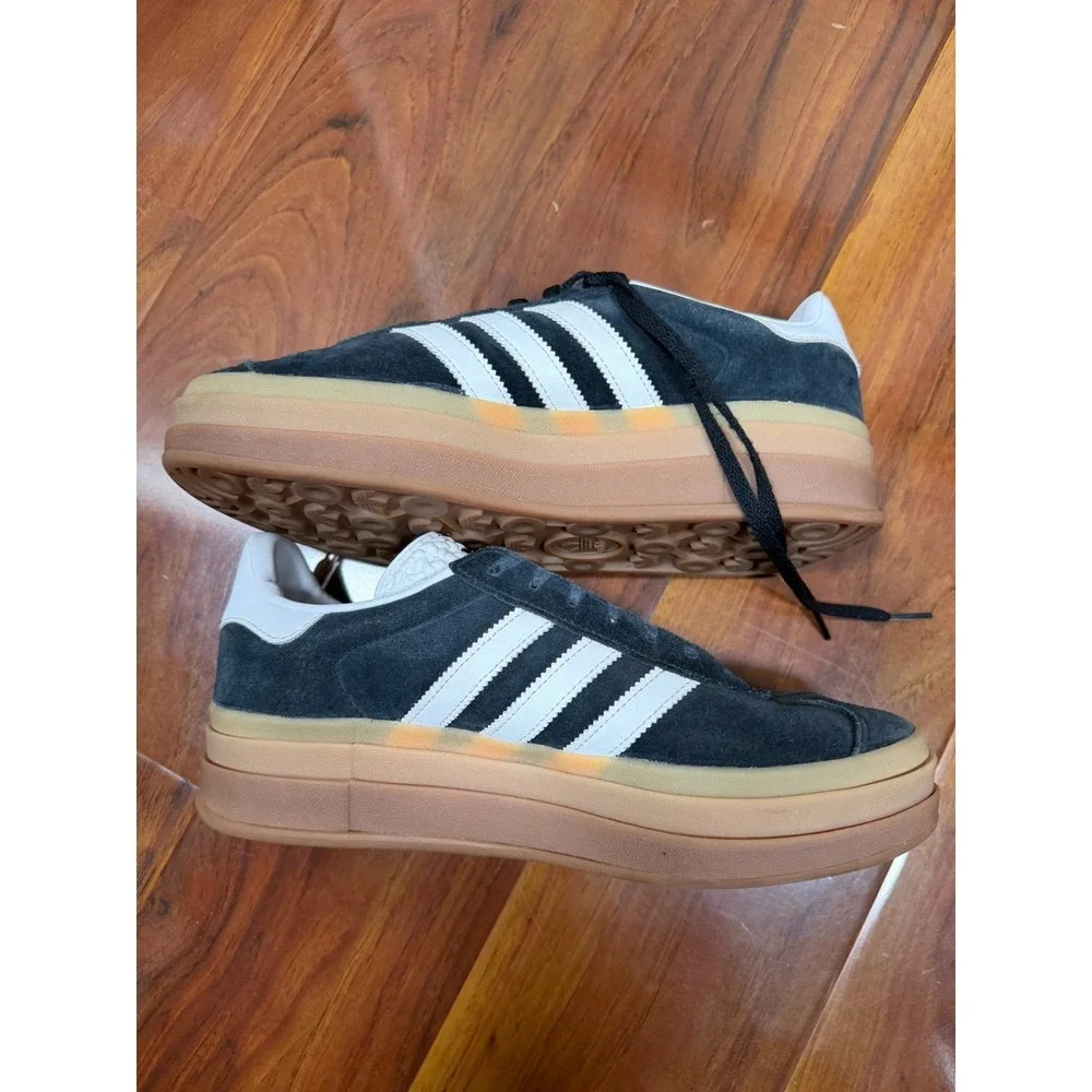 Adidas Originals Gazelle Womens Size 8 Bold Shoes Sneakers Black/White